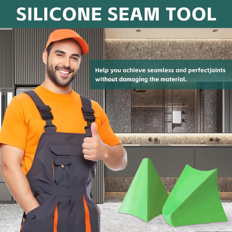 uadbau 2 Pcs That Silicone Tool, Silicone Caulking Tool Kit (3/6/10/16mm) - Reusable Sealant Finisher, Grout Spreader for Smooth Caulk - Kitchen, Bathroom, Tile & Floor Edges (Green) - Image 3